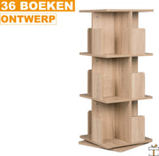 Happyment Draaibare boekenkast deluxe - 3 lagen - Boekenrek - Woonkamer & slaapkamer - Hout - MDF - 39x39x128cm