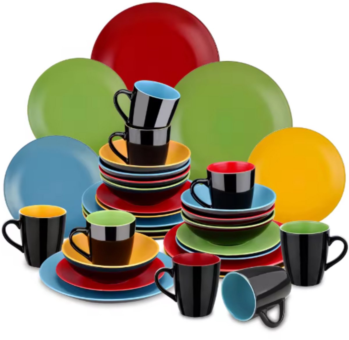 Sorella Serviesset - 32 delig - 8 persoons - Rainbow - Dinerborden - Bordenset - Diepe borden - Ontbijtborden - Servies - Keukenservies