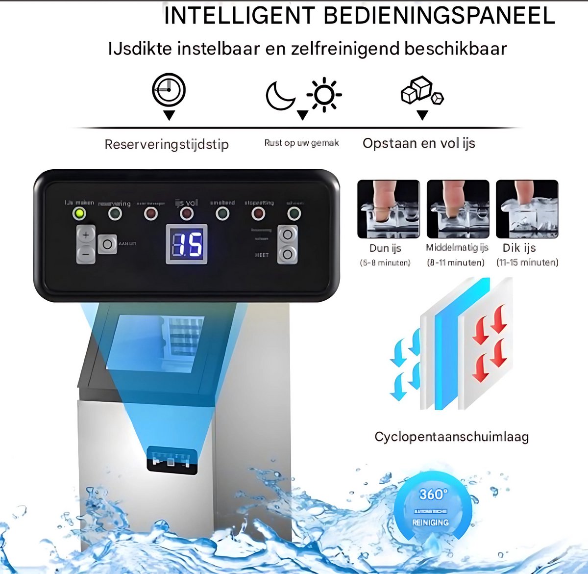 Ijsblokjesmachine Deluxe - Kubus Ijsmachine 25kg/24uur - Commerciële Ijsklontjes Ijsmaker