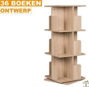 Bolt Edge Draaibare Boekenkast - 3 Lagen - Houten Boekenrek - 39x39x128 cm