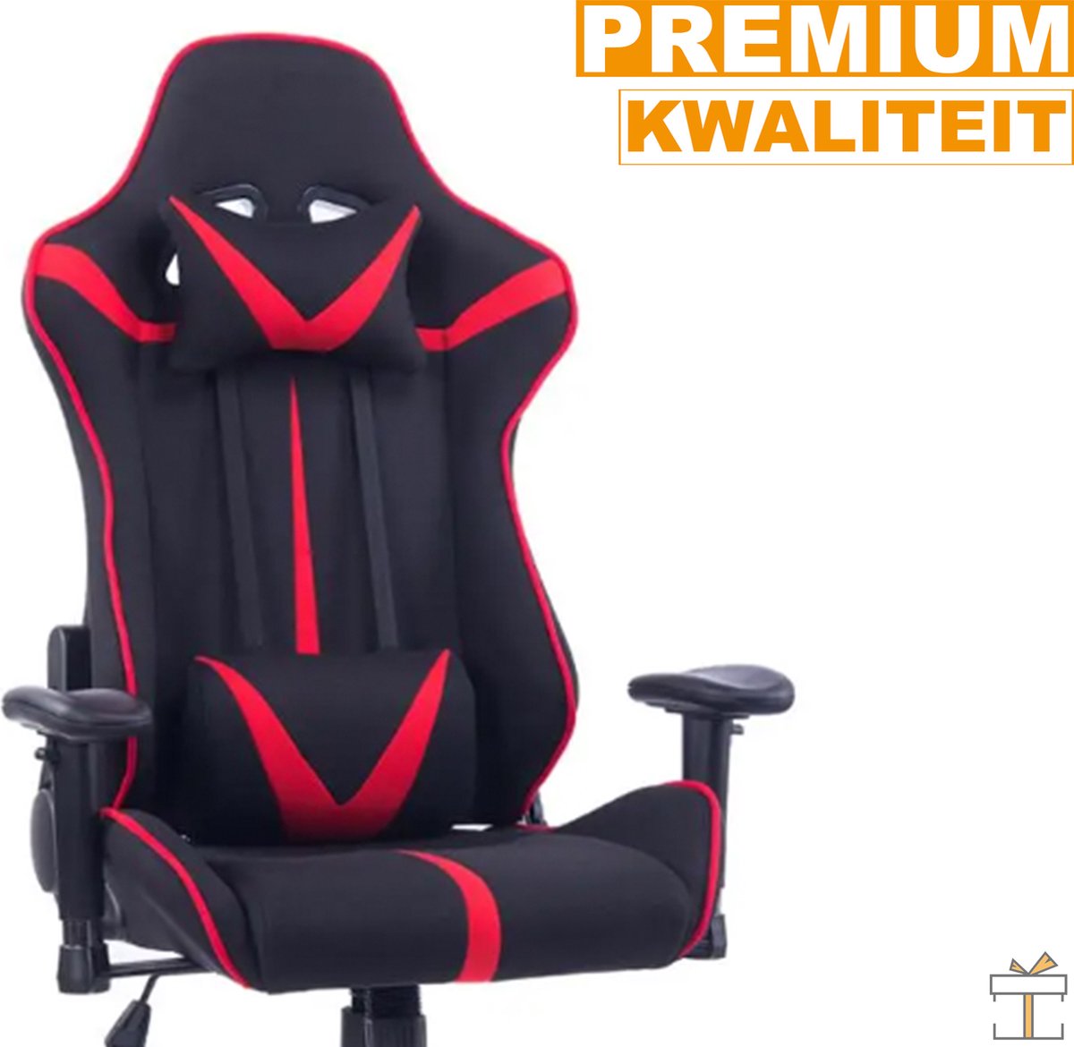 Happyment Luxe Gamestoel Nero - Gaming stoel verstelbaar in hoogte - Chair - Ergonomische bureaustoel - Zwart met rood