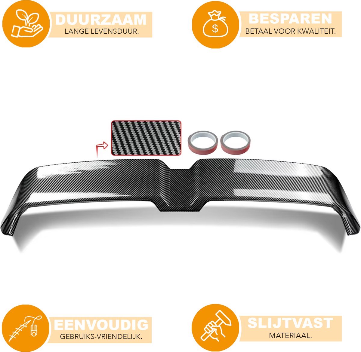 Spoiler Iron Zolux - Achterspoiler Iron Carbon - Voor Volkswagen Golf 7 MK7/MK7.5 (2014-2017) - Koolstofvezel Look - Auto accessoires