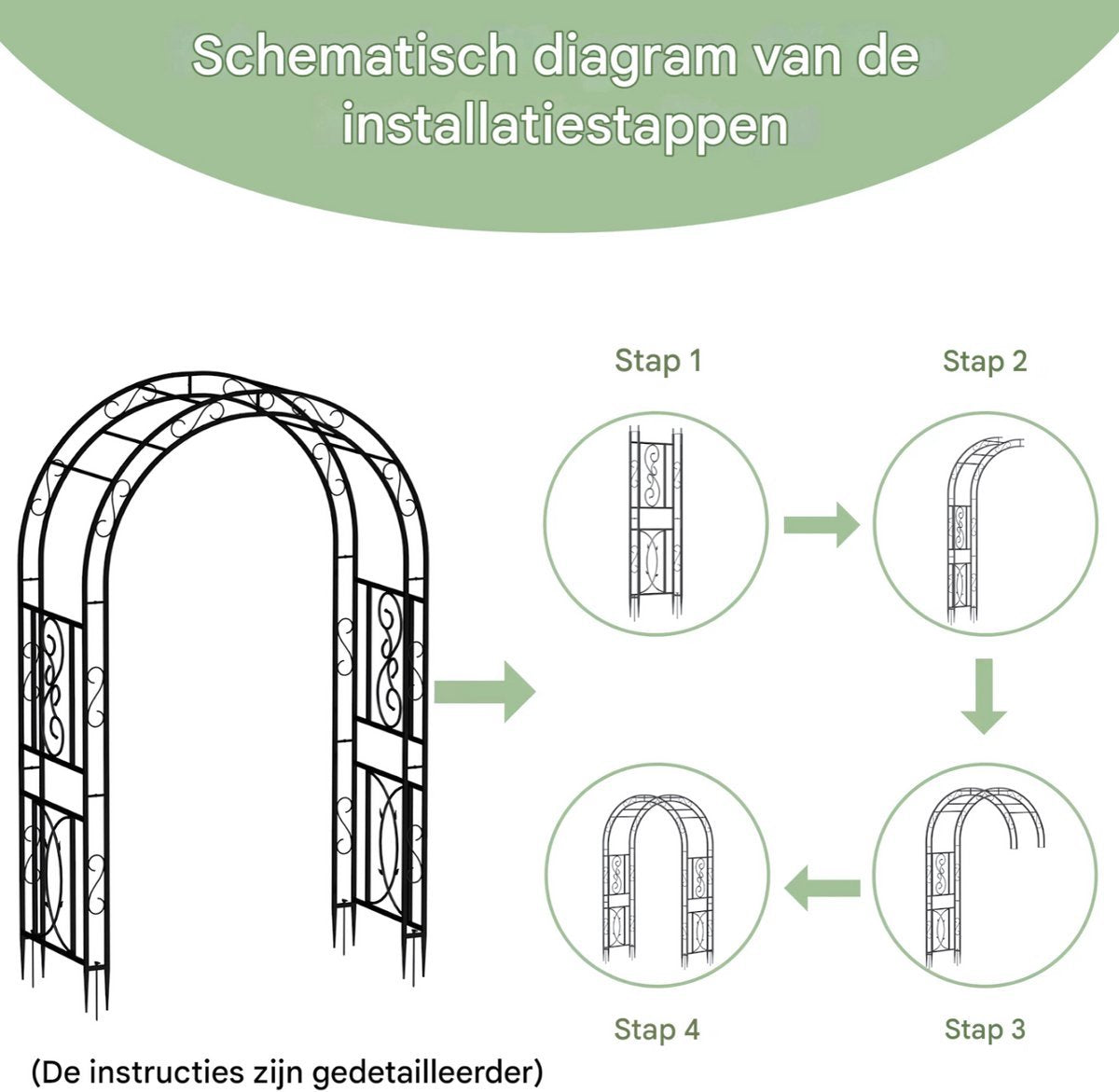 Rozenboog Valora - 215cm - Tuinboog - Decoratie - Buitenluifel - Versiering - Multifunctioneel - Voor klimplanten
