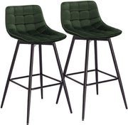 Barkruk Misa Industrial - Donkergroen - Barkrukken set van 2 - Barstoel Kruk - Barstoelen met rugleuning - Keukenstoel - Velvet