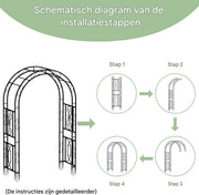 Rozenboog 215cm - Tuinboog - Decoratie - Buitenluifel - Versiering - Multifunctioneel - Voor klimplanten