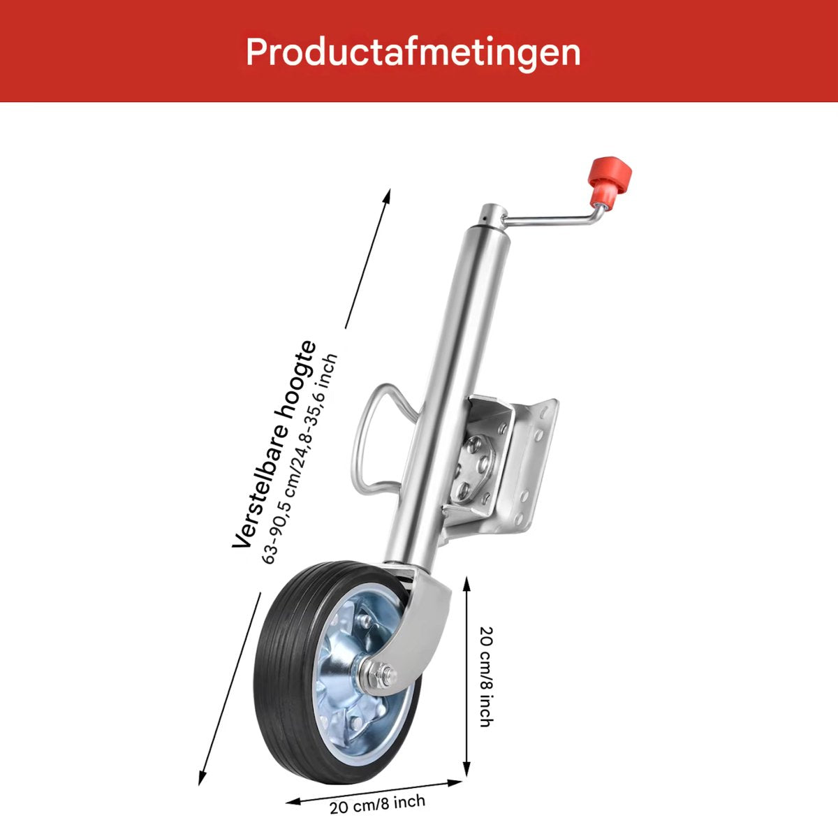 Neuswiel 680KG - Aanhangwagenkrik met wiel - Voor campers, boottrailers en aanhangers