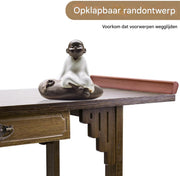 Consoletafel Fioren - Chinese consoletafel - Wandtafel met lades - Wit Marmerlook met goud - Haltafel - Sidetable - 82cm