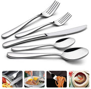5-delig Bestekset - Bestek - Mes - Vork - Lepel - Voor Diner, Keuken & Outdoor Gebruik - Stijlvol & Draagbaar - Roestvrij Staal met Steakmessen