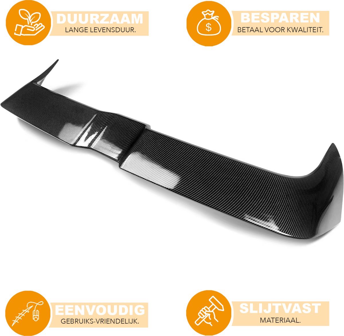 Spoiler Iron Luxtra - Achterspoiler Iron - Voor Audi A3 S-Line/S3 Hatchback (2014-2020) - Koolstofvezel Look - Oettinger Stijl