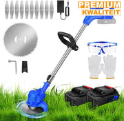 Grastrimmer Deluxe - 21V - Elektrische Draadloze Strimmer - 2x Accu - Grasmaaier - Snoei Cutter Tuingereedschap - Onkruid Heggenschaar