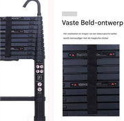 Telescopische Ladder Deluxe - 3,2m Aluminium - Multifunctionele Rechte Ladder met Antislipvoeten en 2 Haken - 150kg Capaciteit