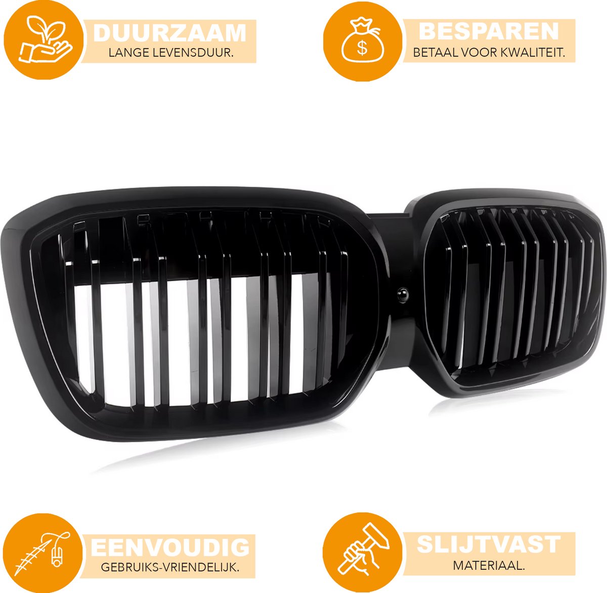 Voorbumper - Voor BMW iX3 G08i 2022-2023 - Auto accessoires - Niergrille - Dual lats - M Look - Gloss Zwart