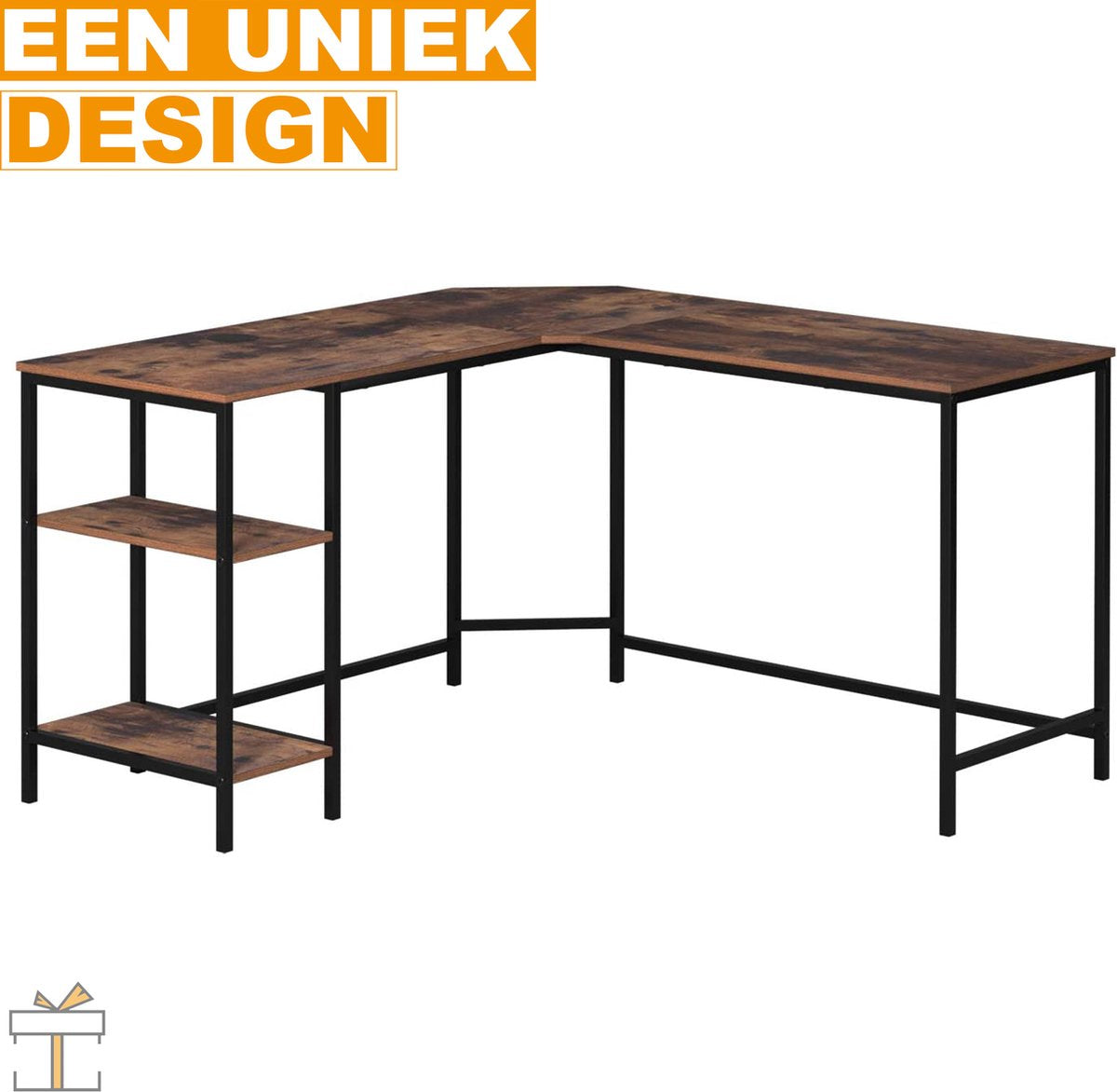 Hoekbureau - Computerbureau - Gaming - Industrieel - Desk - Black friday - Sinterklaas - Kerstcadeau