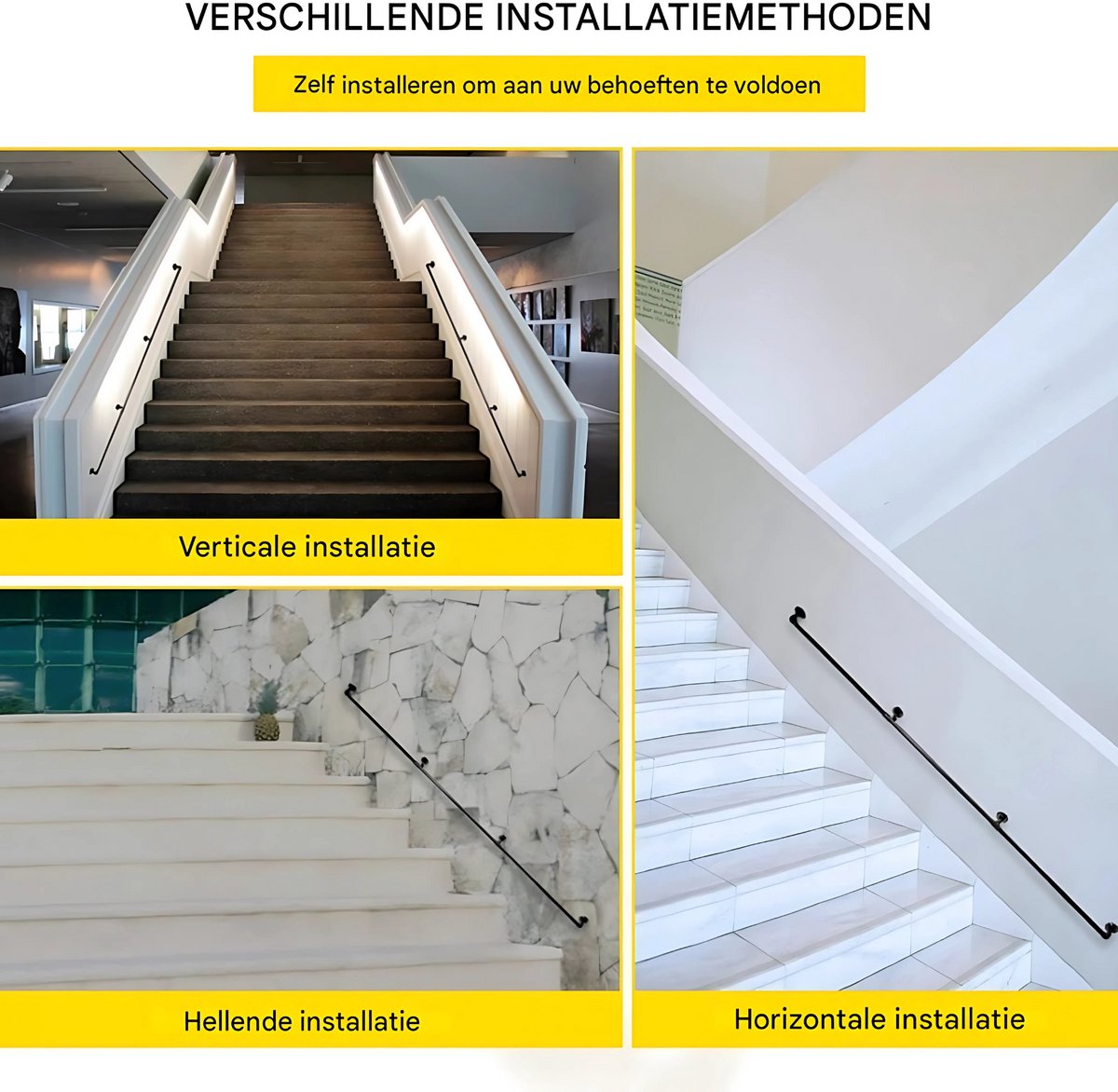 Luxe Trapleuning - Balustrade - Binnen en buiten - Houders - Leuningen voor Trappen - Staal - Met trapleuninghouders - 270cm