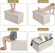 Opbergbank - Grijs - Zitbank Poef - Opbergbox Hocker - 76x38x38cm
