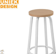 Barkruk - Set van 2 - Zonder rugleuning - Wit/bruin - 30x30x70cm