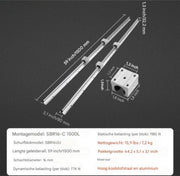 Lineaire Geleider - Lineaire Rail 2 Stuks - Schuifblokken - Geleiding - 1500mm - Koolstofstaal Aluminium