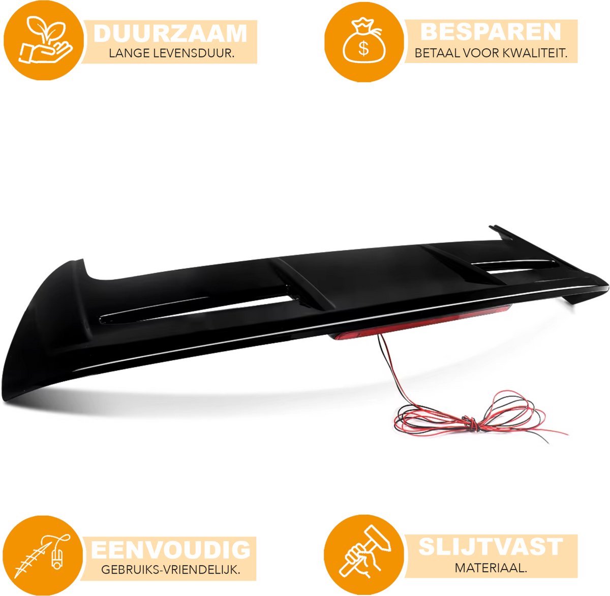 Spoiler Stridon - Achterbumper Spoiler Glanzend - Voor Ford Fiesta MK7/MK7.5 (2008-2019) - ST Stijl - Glanzend Zwart