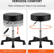 Happyment Ronde Werkkruk - In hoogte verstelbaar - Ergonomisch - Zwart - 181KG Draagvermogen