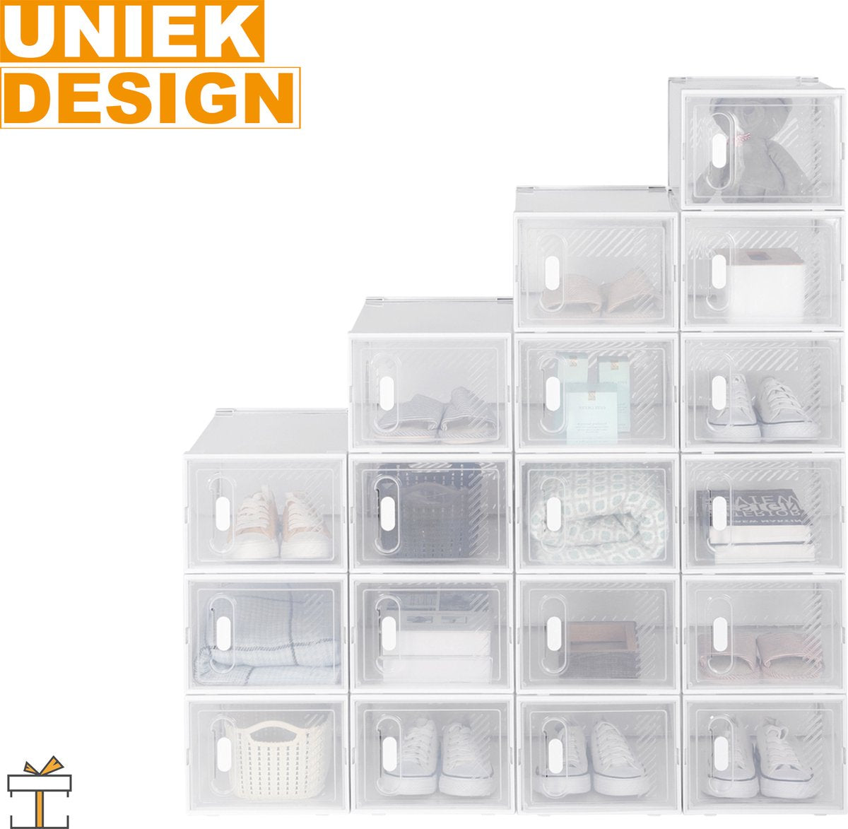Happyment Schoenenbox PRO - 18 stuks - Transparant - Sneakerbox - Schoenendoos - Opbergsysteem - Opbergbox