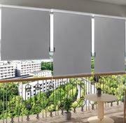 Happyment Rolgordijn met crank - Donkergrijs - 100x240cm - Rolgordijnen verduisterend - Luxaflex - Waterafstotend - Isolerend - Zonder of met boren - Voor balkon
