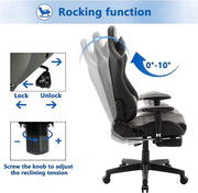 Gaming Stoel - Zwart Kunstleer - Ergonomisch - Verstelbaar - Met Voetsteun