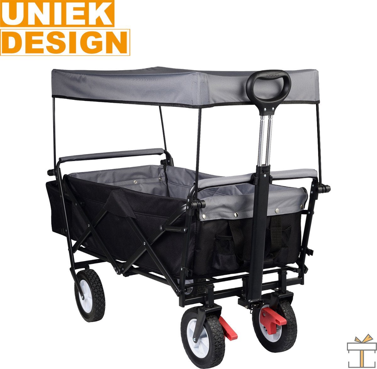 Bolderkar - Opvouwbaar - Zwart - Camping of strand - 80kg draagkracht