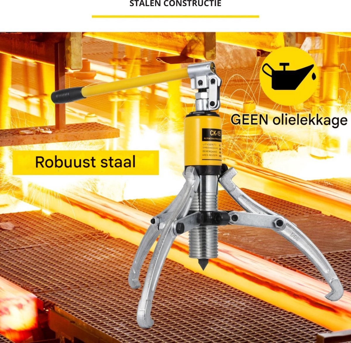 Hydraulische lagertandwieltrekker - 15T - Garage - Ideaal Voor Verstelbaar