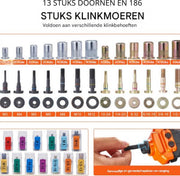 Klinknagel PRO - Moer Set - Popnagel Gereedschapset - 70 Stuks - Met Koffer - Oranje