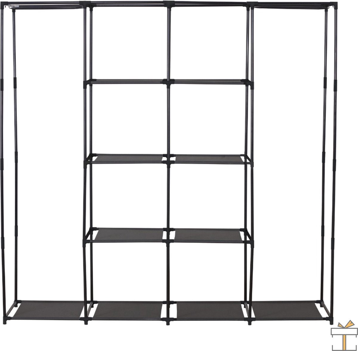 Happyment Opvouwbare Kledingkast Zuzu - Slaapkamer - Kledingrek - Garderobekast organizer - Grijs - 174X46X169cm