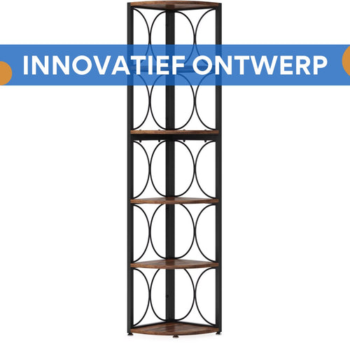 6-laags Hoek Boekenkast - Boekenplank - Wandplank - Boekenrek - Voor kleine/smalle ruimtes - Coffee