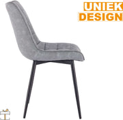 Happyment Luxe Eetkamerstoelen - Lichtgrijs - Fauteuils met armleuning - Woonkamerstoelen - Keukenstoelen - Kuipstoel - PU leer - Set van 2