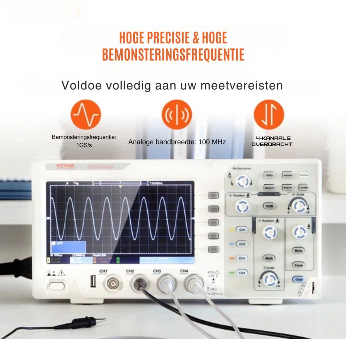Mini oscilloscoop PRO - Handoscilloscoop met Digitale Multimeter - Signaalgenerator - 4 Kanalen - 100 MHz