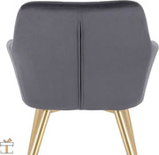 Eetkamerstoel - Velvet Grijs/Goud - Met armleuning - Fauteuil stijl - Set van 1