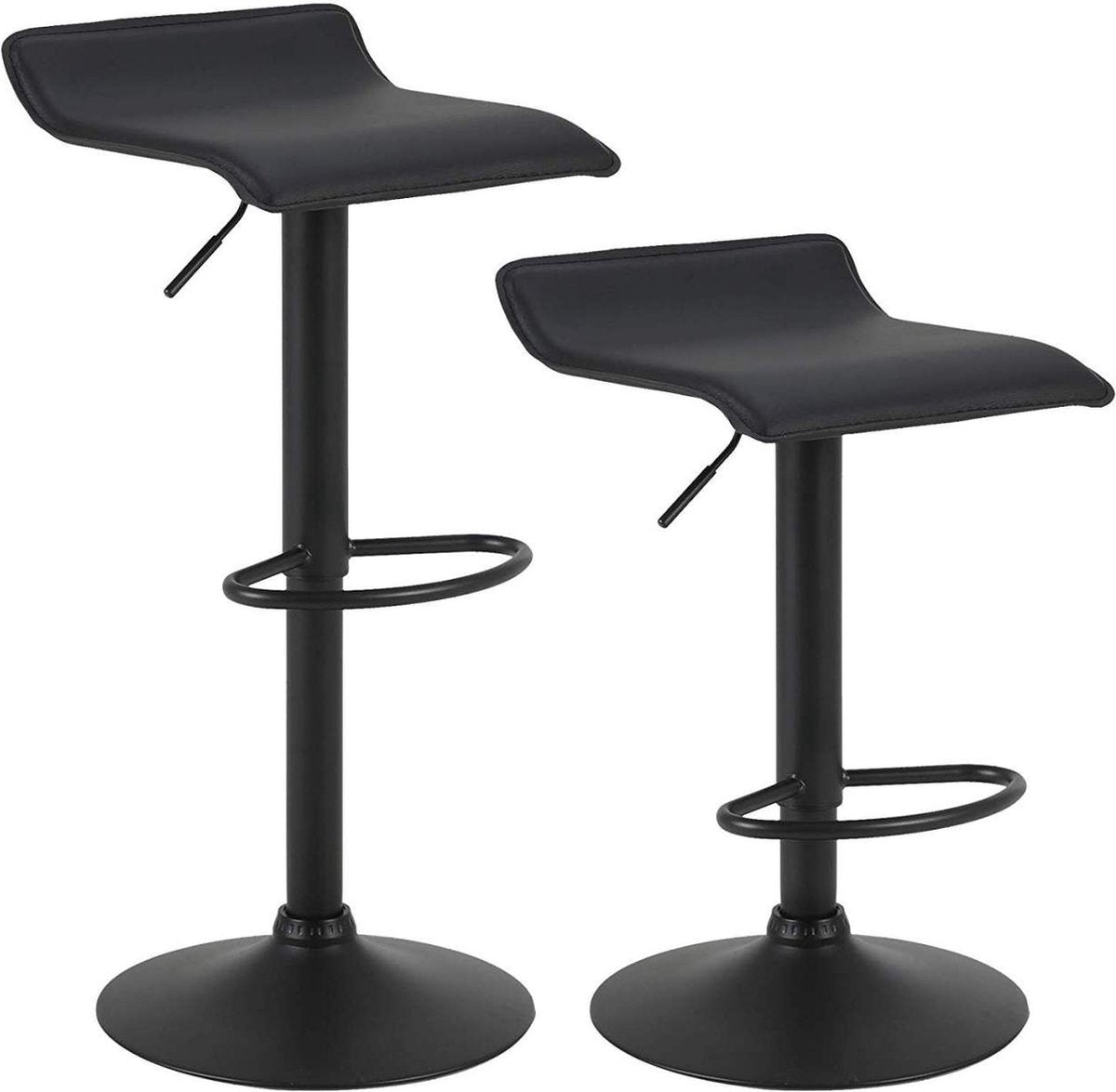 Barkrukken Wavey Zwart - Set van 2 - Keuken - Barstoelen - Zonder rugleuning - Verstelbaar in hoogte - Zithoogte 56-78cm