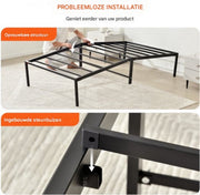Bedframe met lattenbodem - 100x200cm - Eenpersoonsbed - Platformbed - Stalen Frame - 272kgdraagvermogen - Met Opbergruimte - Zwart