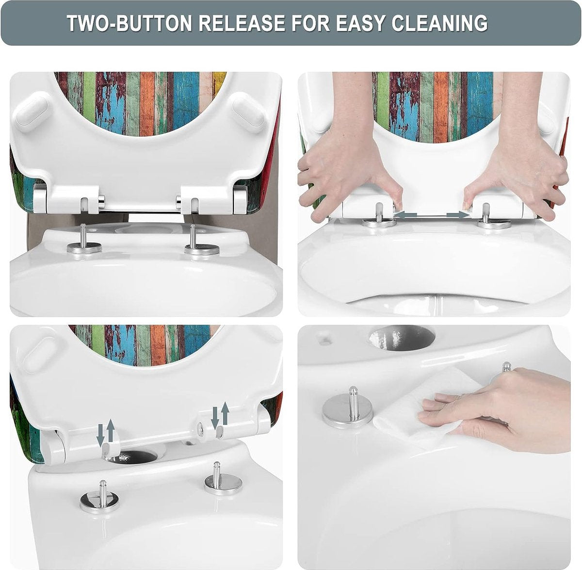 Bolt Edge Toiletbril - Met print - Antibacterieel - Softclose - Universeel ontwerp