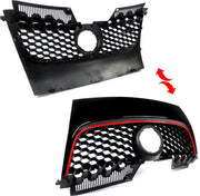 Voorbumper - Voor VW Golf MK5 Jetta/GLI/GTI 2006-2009 - Auto accessoires - Honingraat grille - Rode trim - Zwart