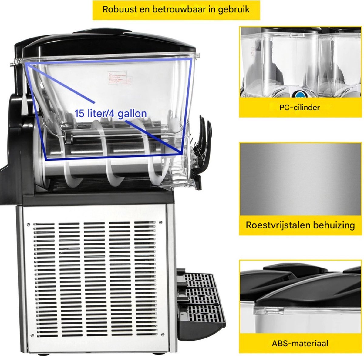 Slush Puppy Machine PRO - 45L - 3 Smaken - Met Display - RVS