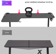 Gaming bureau Brutal - Met LED verlichting - Linker Hoekbureau - 162cm desk - Metalen poten - Bekerhouder