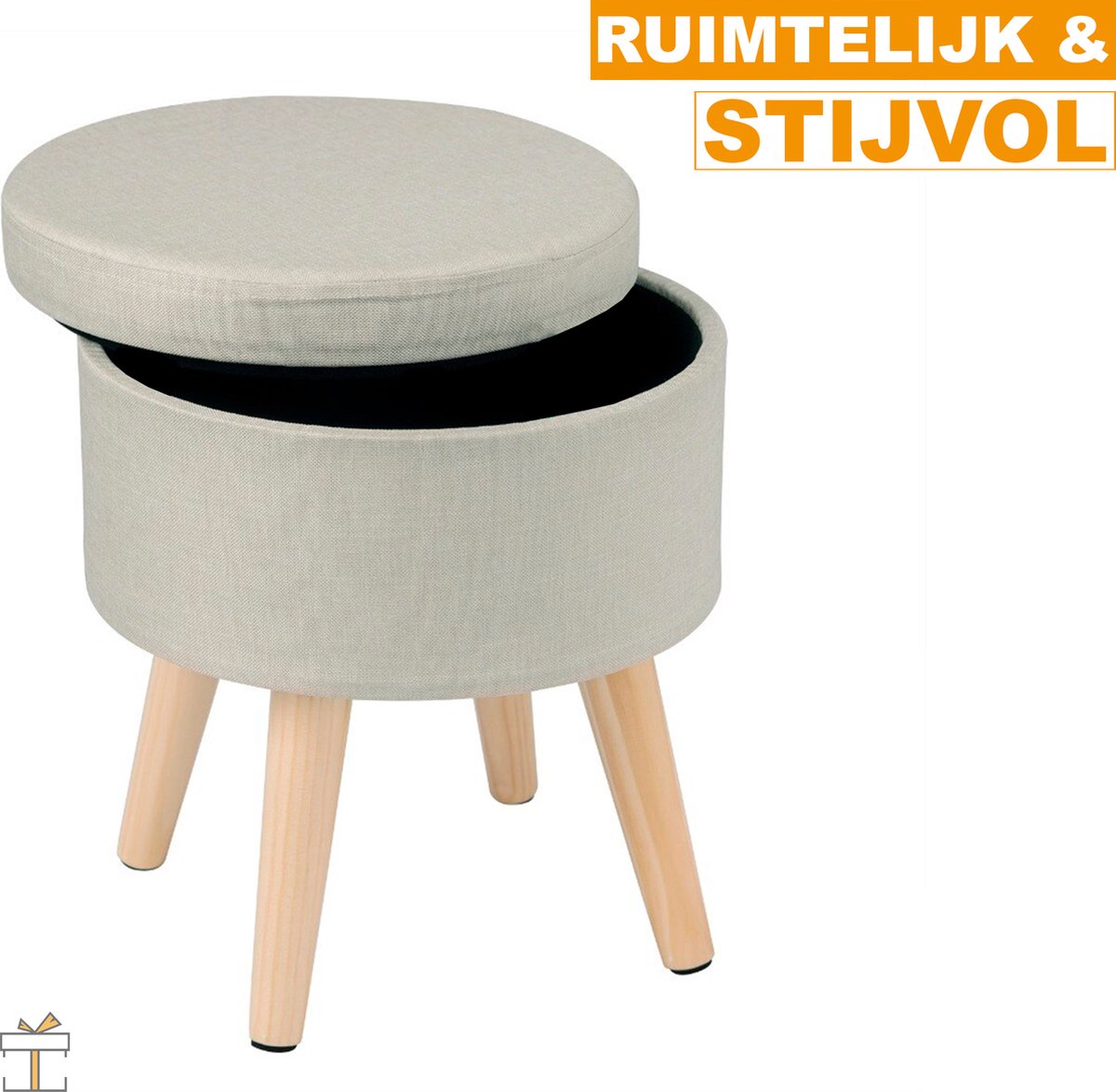 Happyment® Luxe poef - Voetenbank met opbergruimte - Opbergbox hocker - Zitkist met deskel - Black friday - Kerstcadeau - Licht Grijs