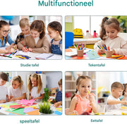 Kindertafel met stoeltjes - 2 stoelen - Activiteiten tafel - Speeltafel Kinderbureau - 3-8 jaar - In Hoogte Verstelbaar - Studeertafel voor Kinderen - Turquoise