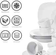 Noble Dinerborden – Serviesset – 6 persoons – 30 delig – Wit Keramisch – Breakfast Plates – Stijlvol keramiek