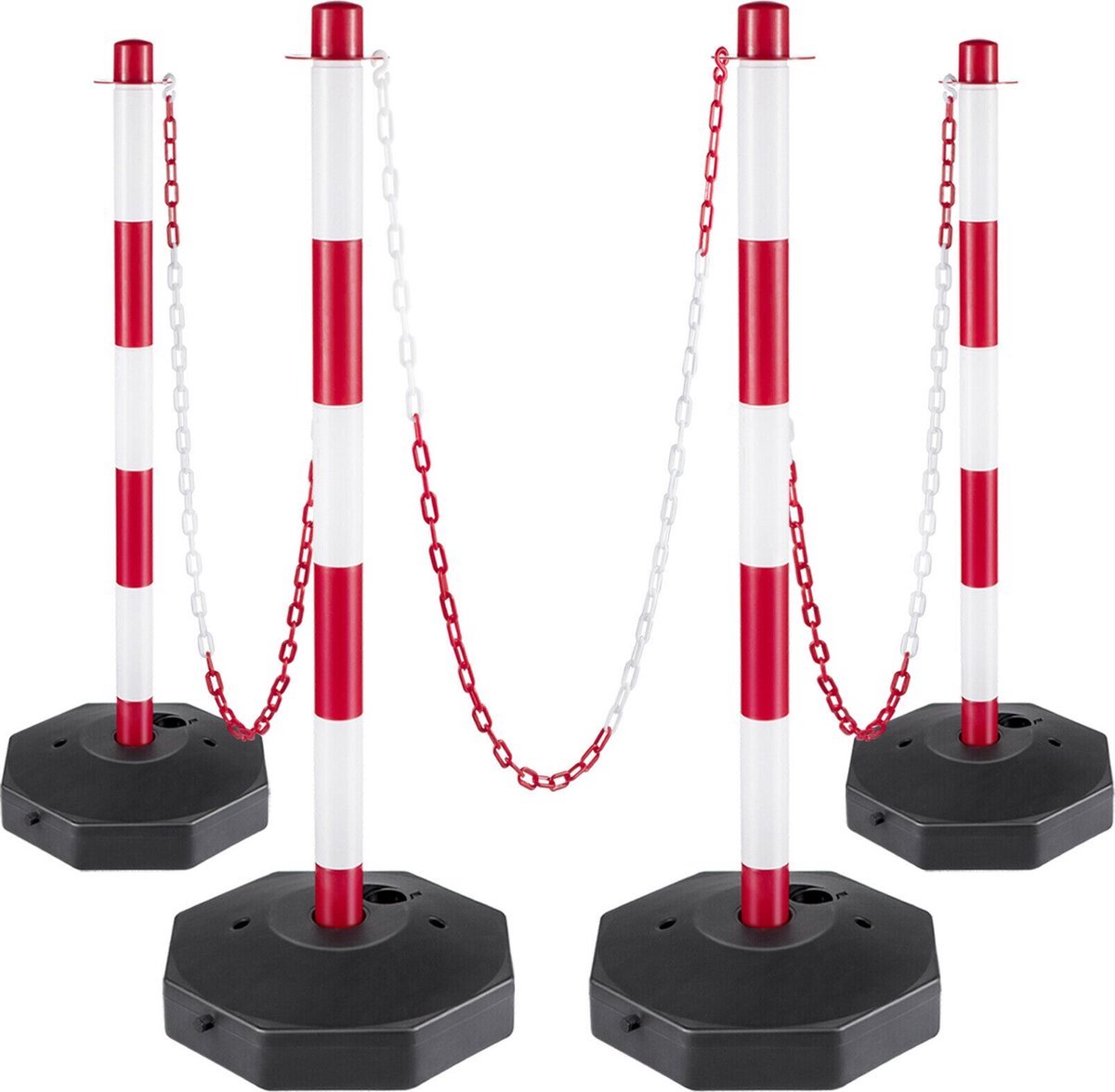 Bolt Edge Afzetpaal - 4 stuks - Rood-wit - Veiligheidspalen - 84 cm - ABS
