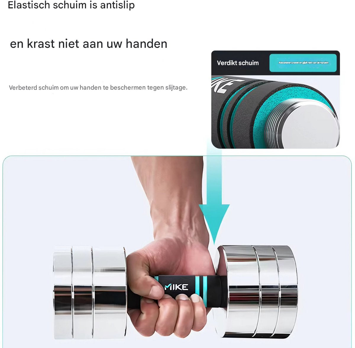 Verstelbare Halterset - Gewichten - Halters - Voor Krachttraining & Thuisfitness - Compacte Stalen Dumbbells van 5 kg - Set van 2