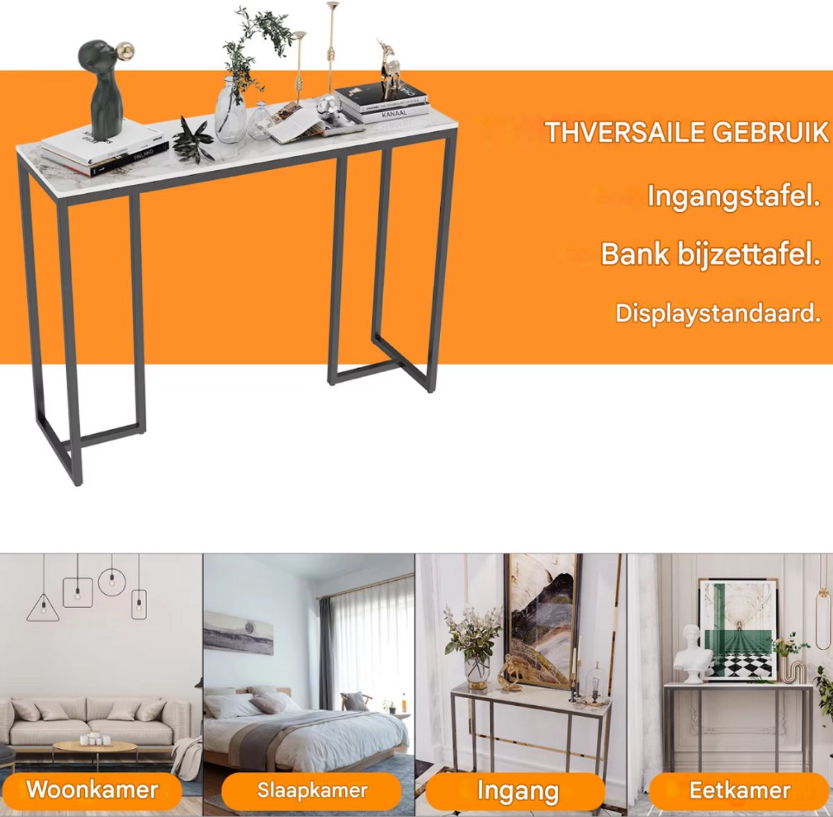 Consoletafel Superior - Haltafel - Wandtafel - Sidetable - 100cm - Marmer look