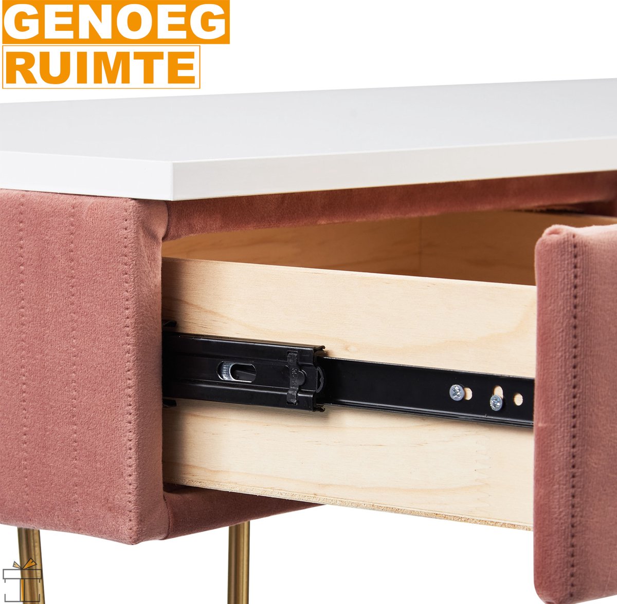 Happyment Kaptafel Deluxe - Inclusief spiegel en krukje - Roze - Kinderen & volwassenen - Make up tafel voor meisjes - Black friday - Kerstcadeau