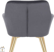 Happyment Luxe Eetkamerstoelen - Velvet Grijs/goud - Fauteuils met armleuning - Woonkamerstoelen - Keukenstoelen - Kuipstoel - Set van 1