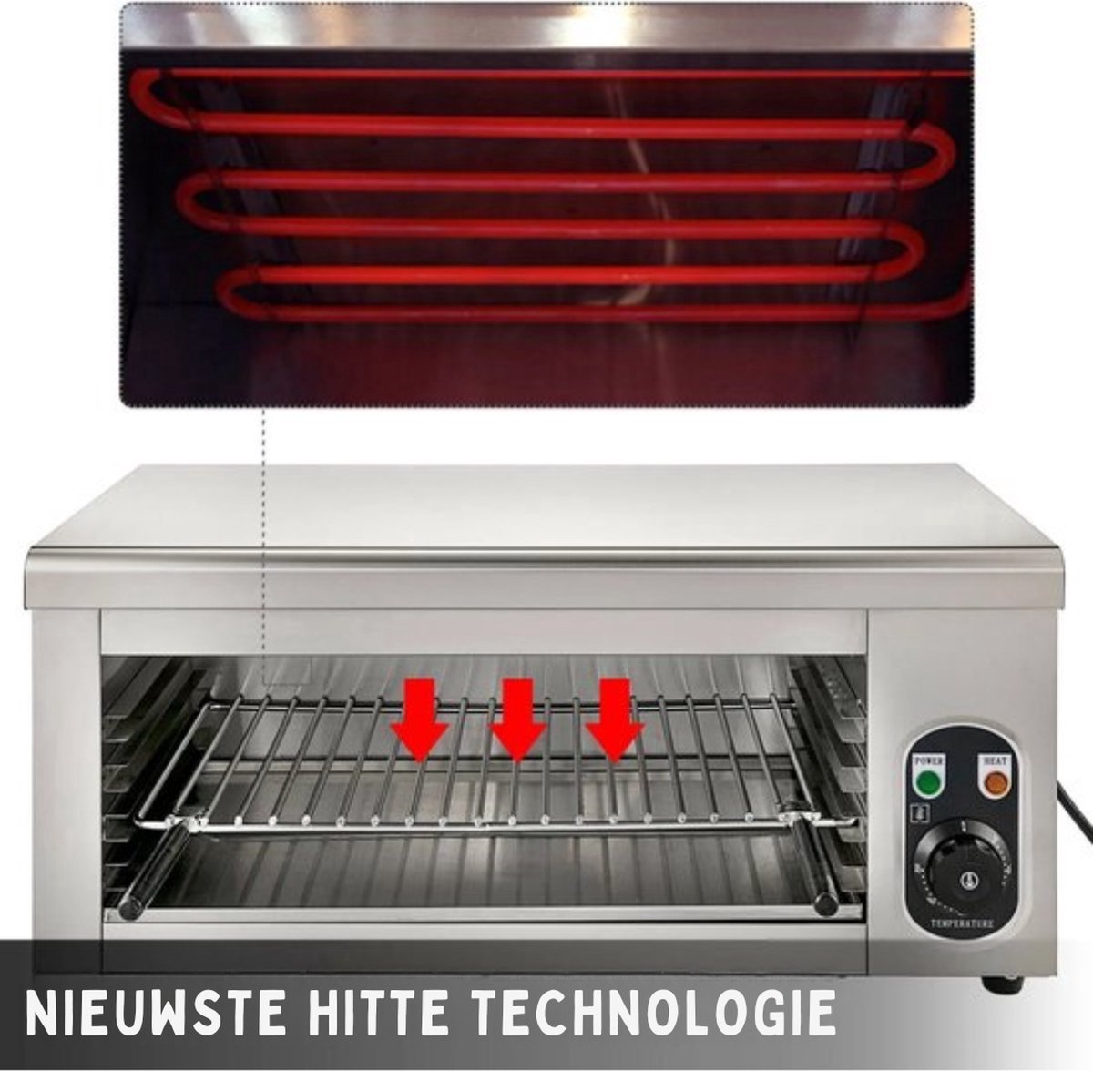 Elektrische Oven PRO - RVS - Grill en Pizza Oven - 2KW