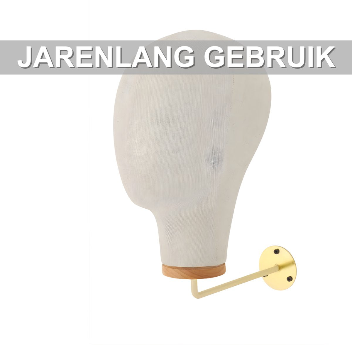 Mannequin Hoofd - Voor het tonen van pruiken en hoeden - Muurbevestiging - Voor winkels of thuis - Off-white